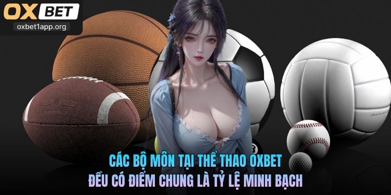 Các bộ môn tại Thể thao Oxbet đều có điểm chung là tỷ lệ minh bạch